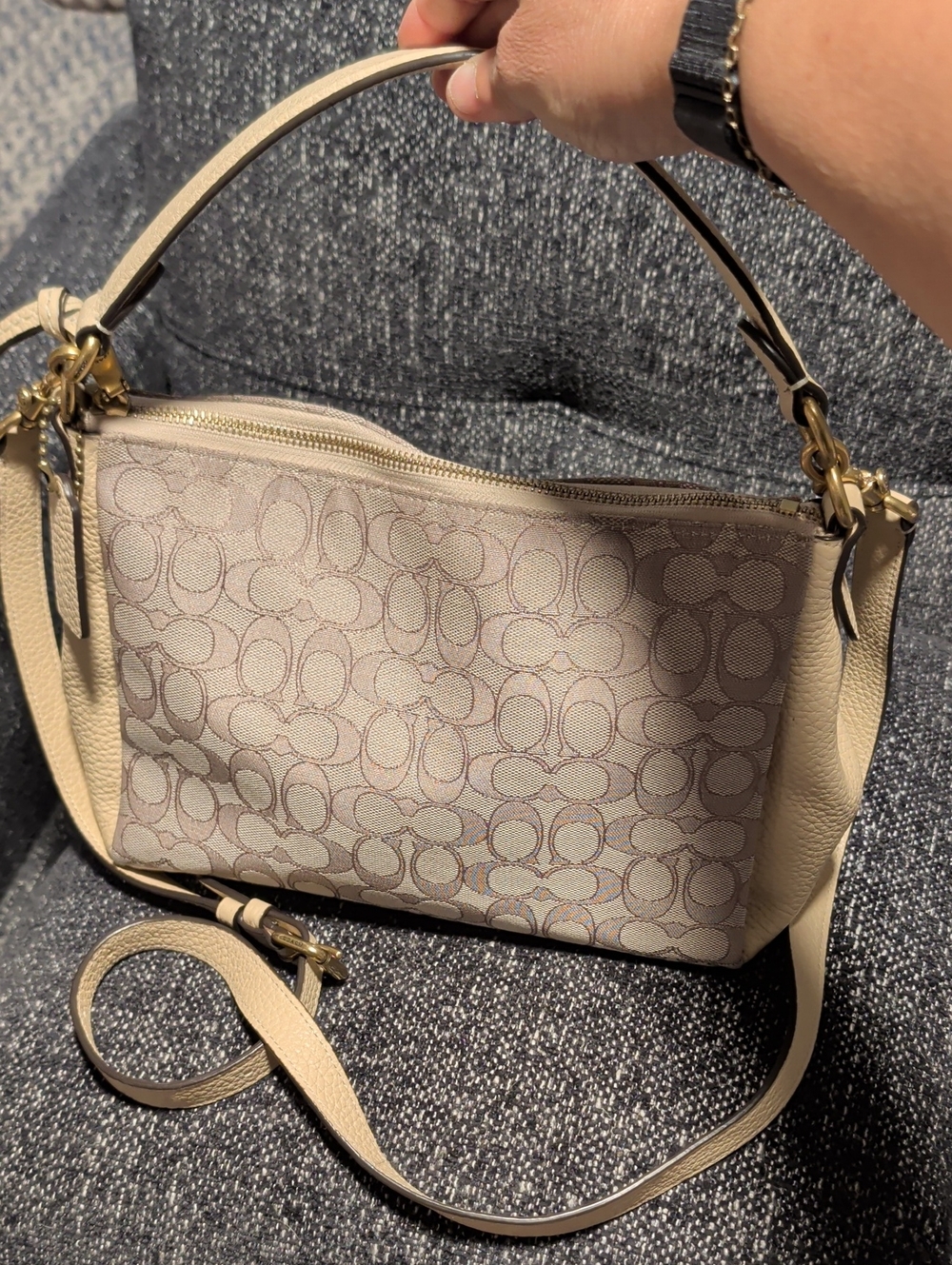 Coach Shay Crossbody 5215 Signature Jacquard Cream Beige
